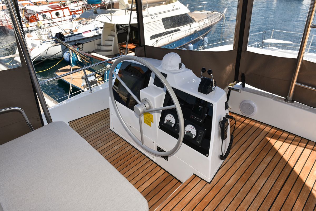 Cockpit of DESTINY, a Bali 4.6 catamaran at Zadar, Croatia