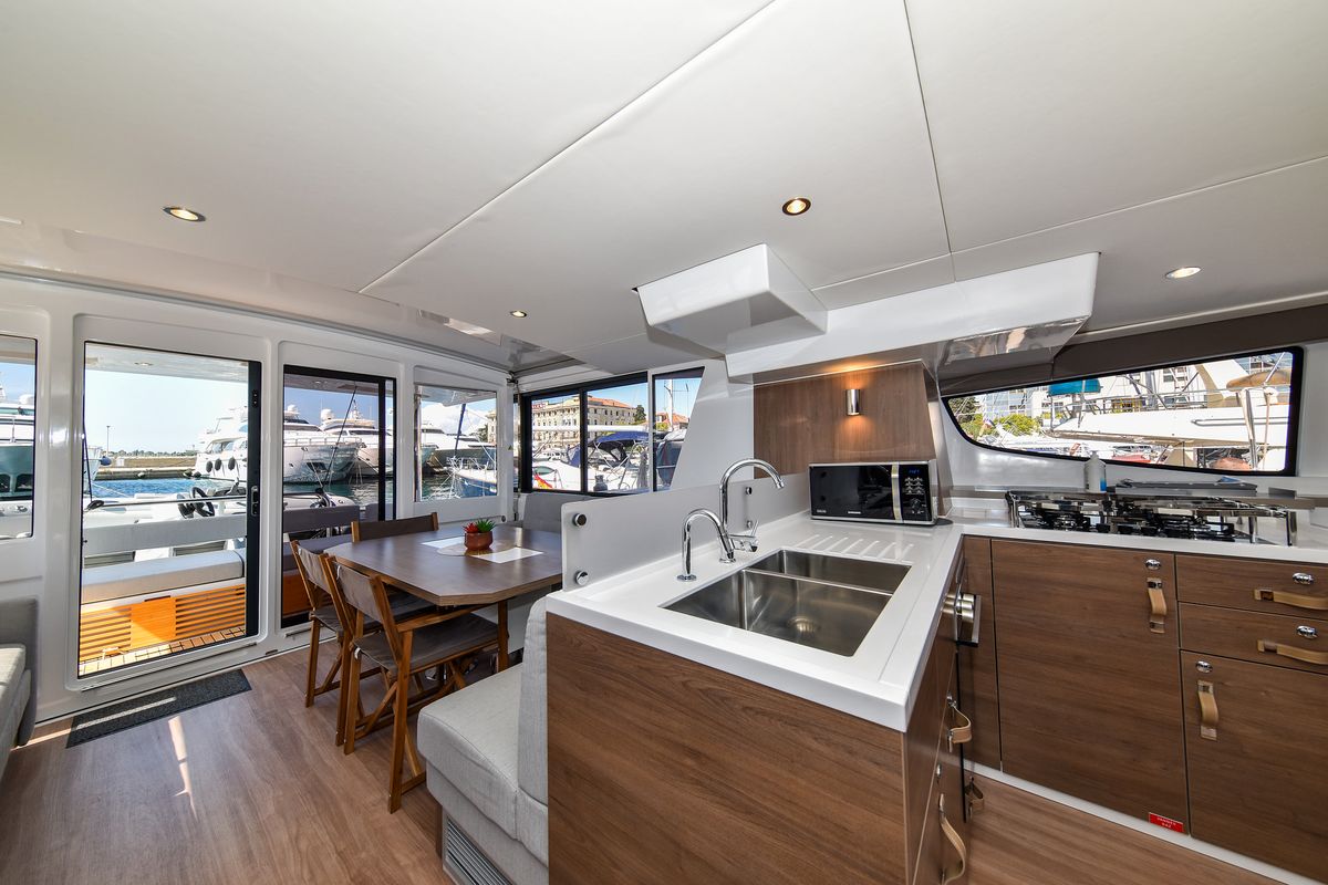Galley of DESTINY, a Bali 4.6 catamaran at Zadar, Croatia