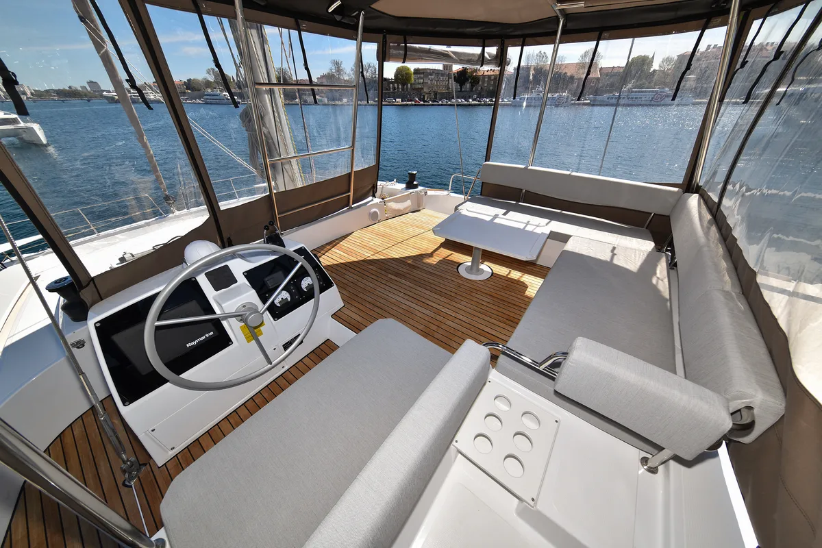 Cockpit of DESTINY, a Bali 4.6 catamaran at Zadar, Croatia