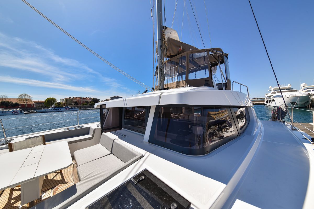 Deck of DESTINY, a Bali 4.6 catamaran at Zadar, Croatia
