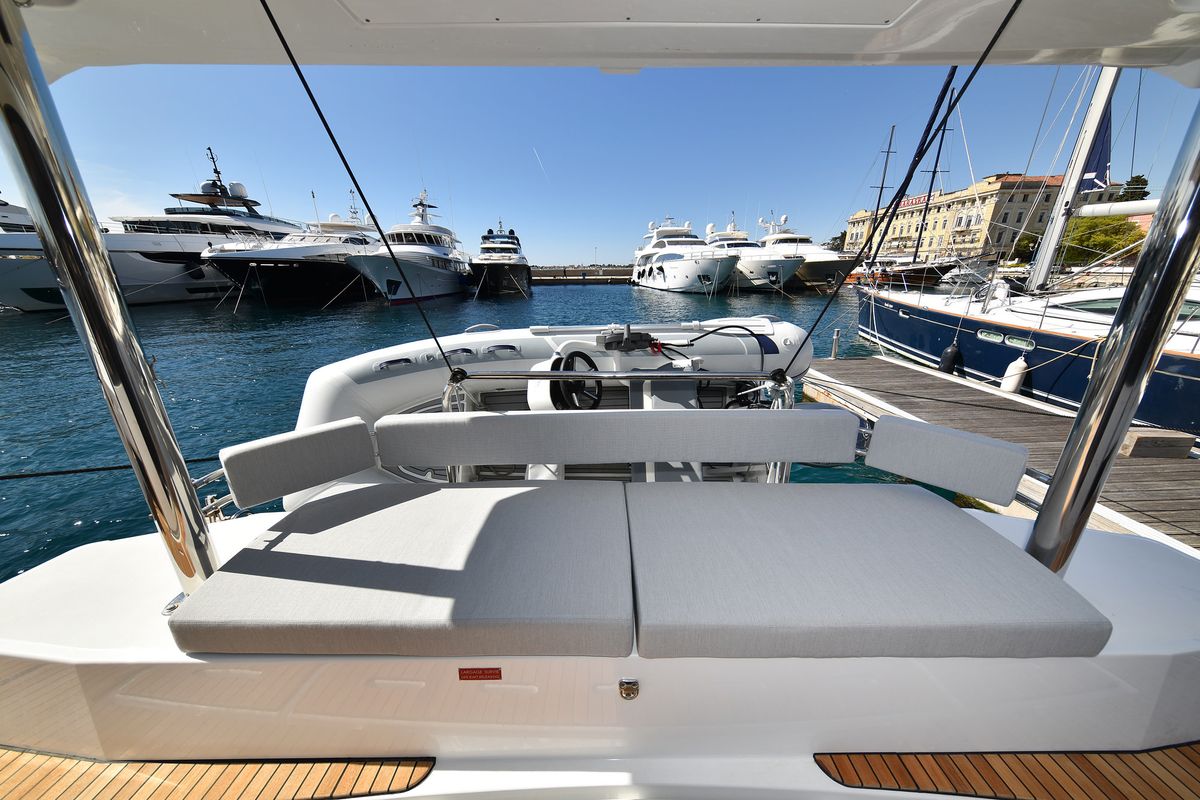 Deck of DESTINY, a Bali 4.6 catamaran at Zadar, Croatia