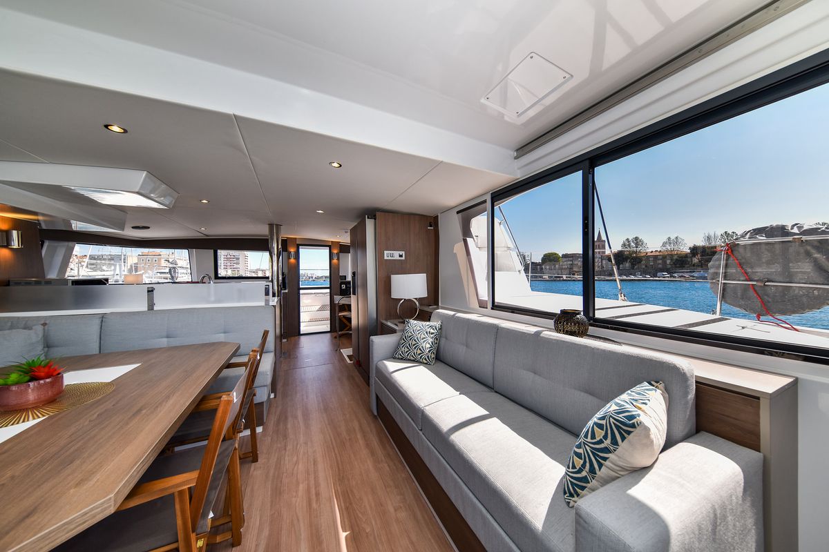 Salon of DESTINY, a Bali 4.6 catamaran at Zadar, Croatia