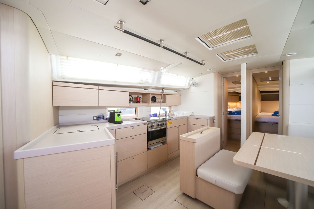 Galley of Eonia, a Beneteau Oceanis 46.1 sailboat at Olbia, Italy