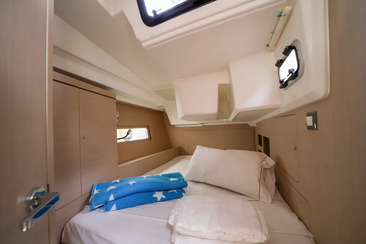 Cabin on Eonia, a Beneteau Oceanis 46.1 sailboat at Olbia, Italy
