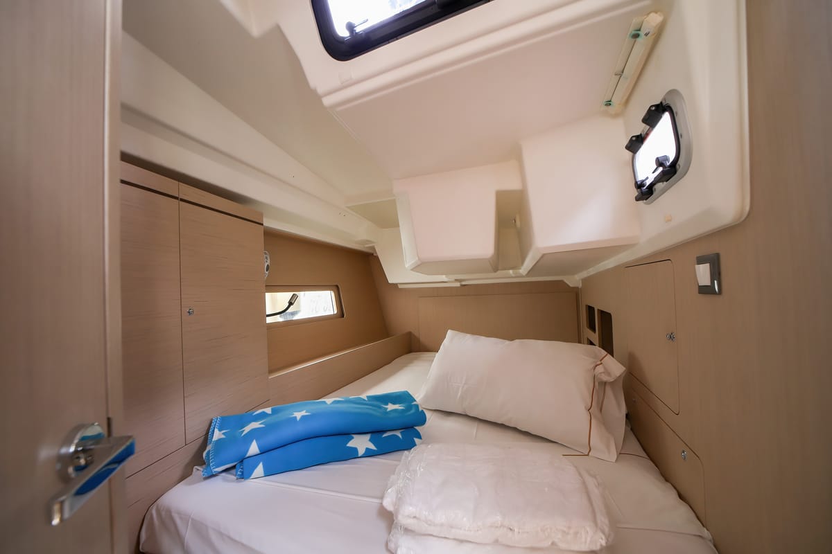 Cabin on Eonia, a Beneteau Oceanis 46.1 sailboat at Olbia, Italy