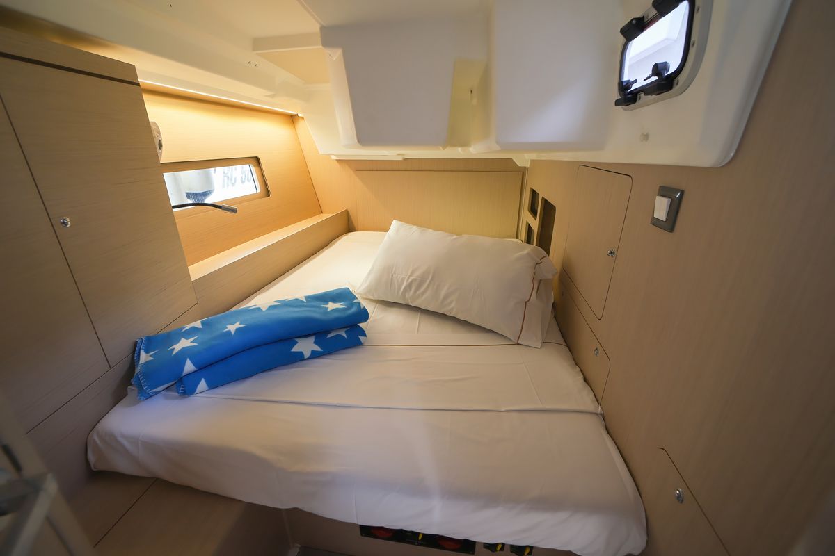 Cabin on Eonia, a Beneteau Oceanis 46.1 sailboat at Olbia, Italy
