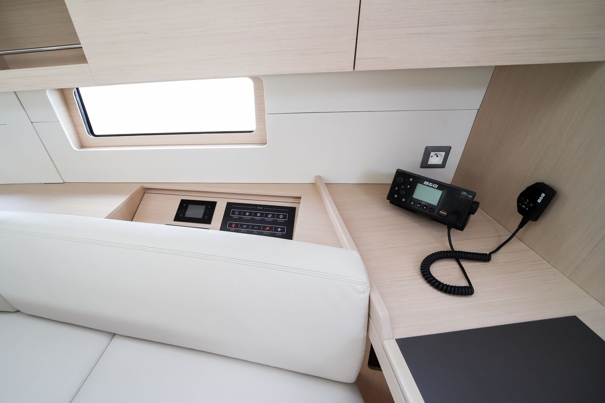 Salon of Eonia, a Beneteau Oceanis 46.1 sailboat at Olbia, Italy