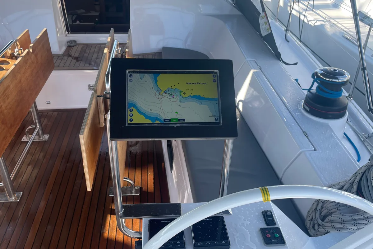Cockpit of December, a Elan Impression 50.1 sailboat at Pirovac, Croatia