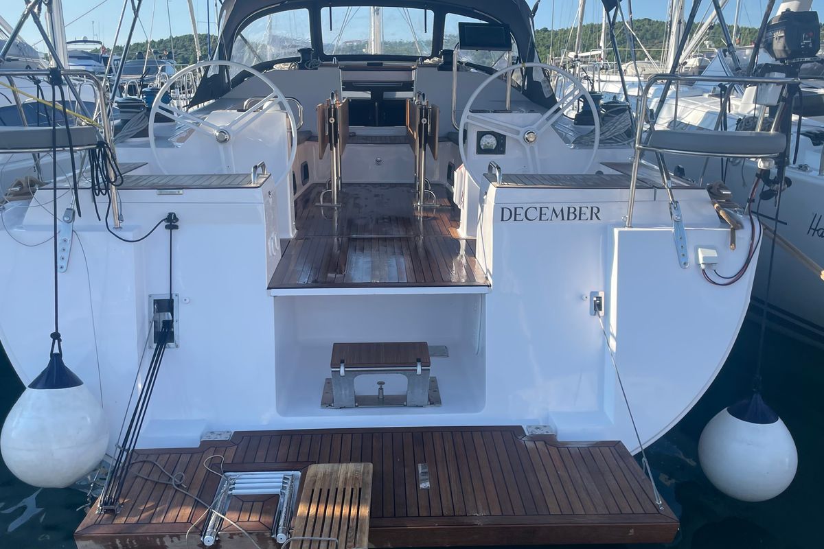 Deck of December, a Elan Impression 50.1 sailboat at Pirovac, Croatia