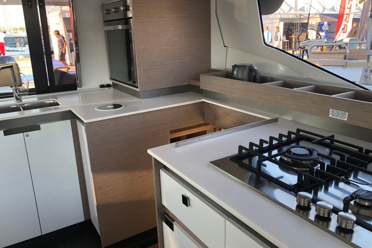 Galley of Princess Valeria, a Fountaine Pajot Elba 45 catamaran at Seget Donji, Croatia
