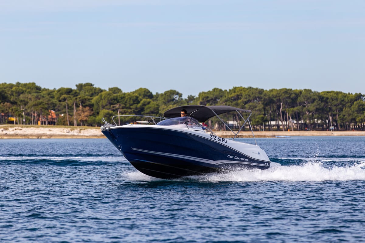 Exterior view of Cap Camarat 6.5 WA, a Jeanneau Cap Camarat 6.5 WA motorboat at Grad Pula, Croatia