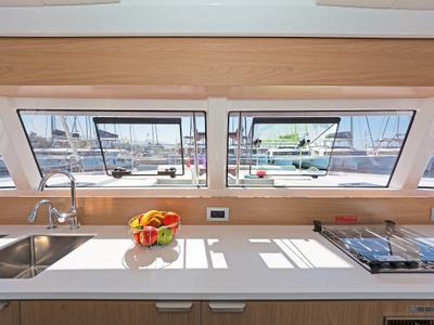 Galley of First Whisper, a Bali Catsmart catamaran at Skradin, Croatia