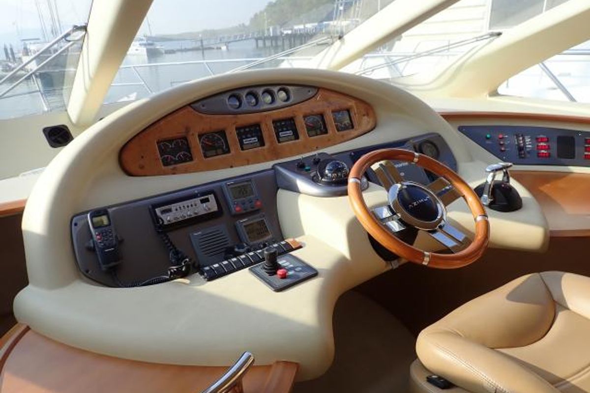 Cockpit of Pillars, a Azimut 55 Fly yacht at Mai Khao, Thailand