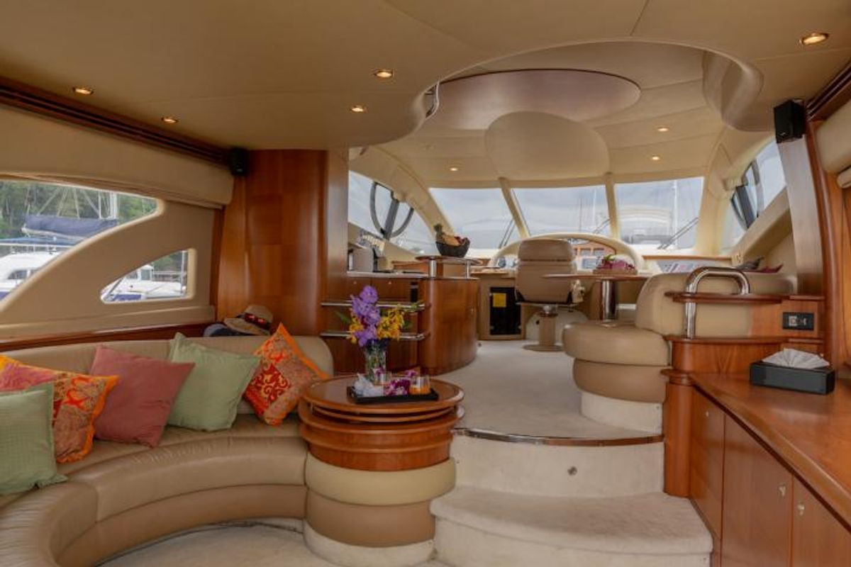 Salon of Pillars, a Azimut 55 Fly yacht at Mai Khao, Thailand