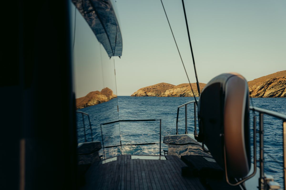 Deck of Honeymoon, a Gulet Moon Yacht 65 catamaran at Municipal Unit of Lefkada, Greece