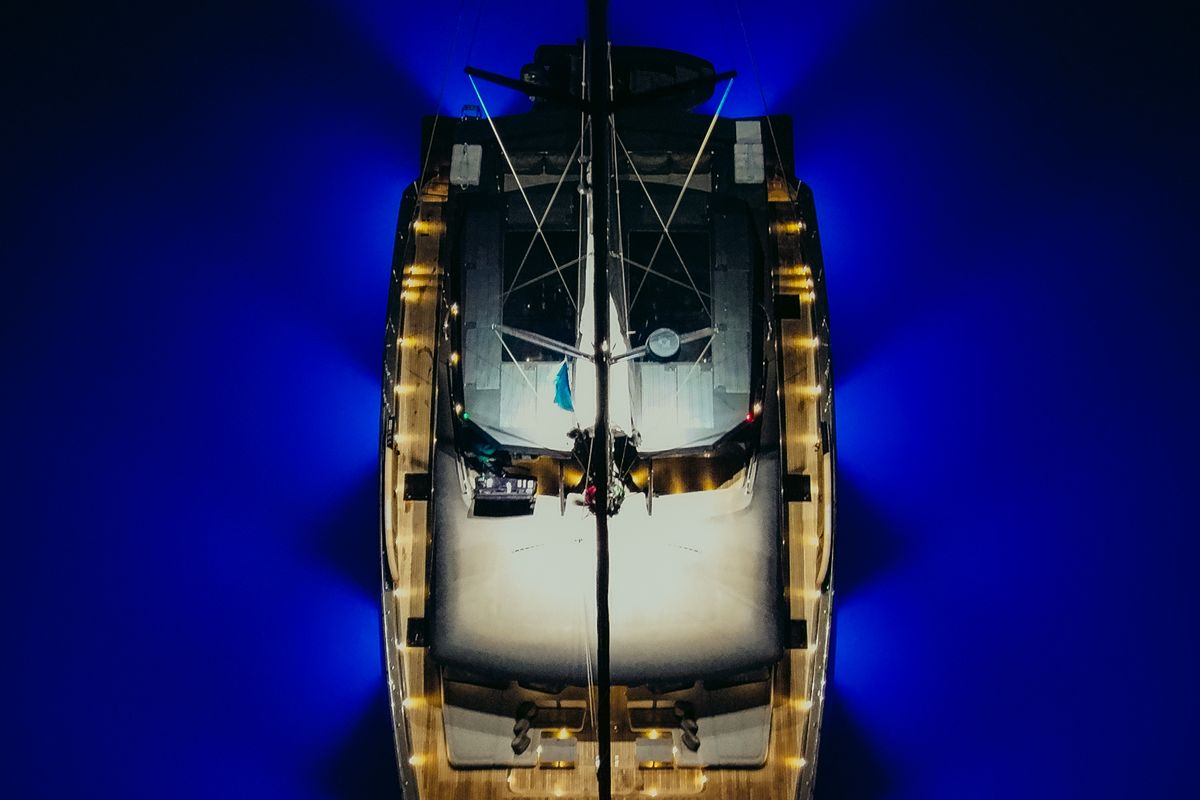 Exterior view of Honeymoon, a Gulet Moon Yacht 65 catamaran at Municipal Unit of Lefkada, Greece
