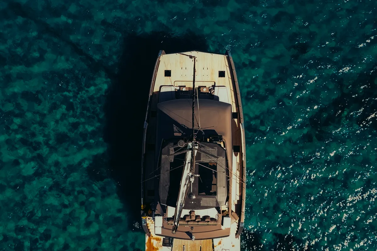 Exterior view of Honeymoon, a Gulet Moon Yacht 65 catamaran at Municipal Unit of Lefkada, Greece