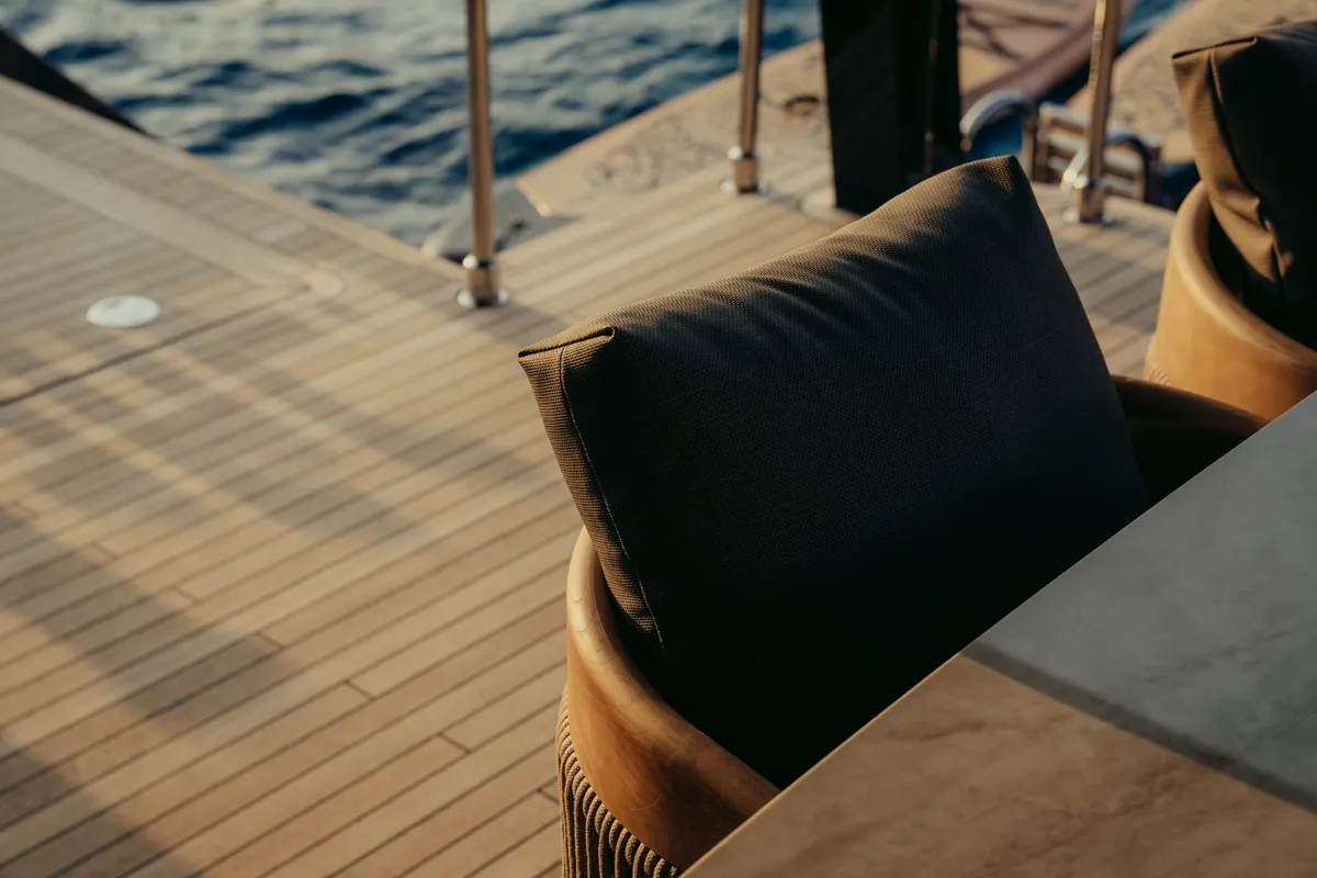 Deck of Honeymoon, a Gulet Moon Yacht 65 catamaran at Municipal Unit of Lefkada, Greece