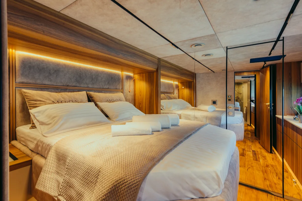 Cabin on Honeymoon, a Gulet Moon Yacht 65 catamaran at Municipal Unit of Lefkada, Greece