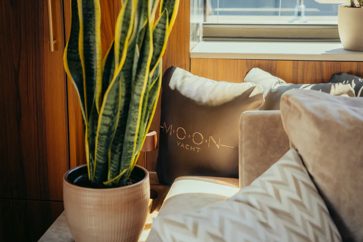 Salon of Honeymoon, a Gulet Moon Yacht 65 catamaran at Municipal Unit of Lefkada, Greece