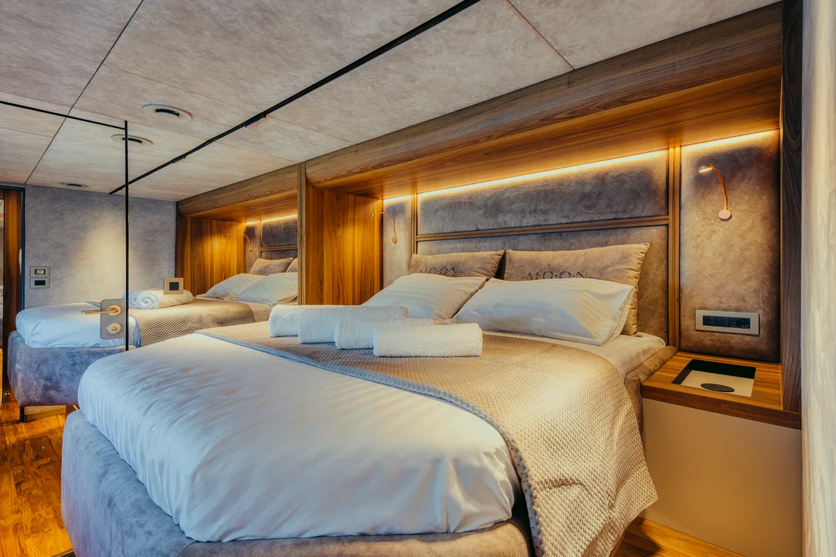 Cabin on Honeymoon, a Gulet Moon Yacht 65 catamaran at Municipal Unit of Lefkada, Greece
