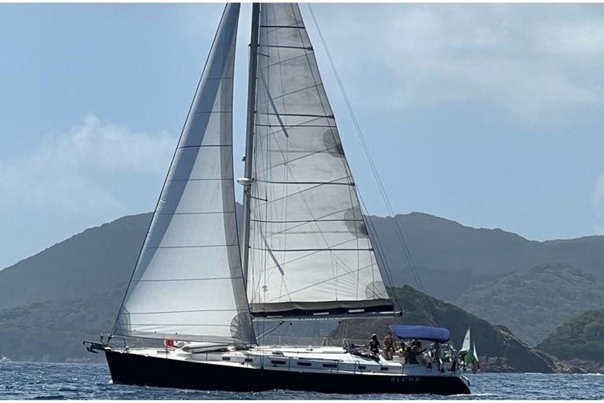 Exterior view of Nisyros, a Beneteau Cyclades 50.5 sailboat at Piombino, Italy