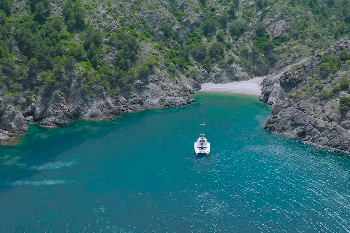 Exterior view of Unconditional Love, a Lagoon 51 OW catamaran at Grad Pula, Croatia