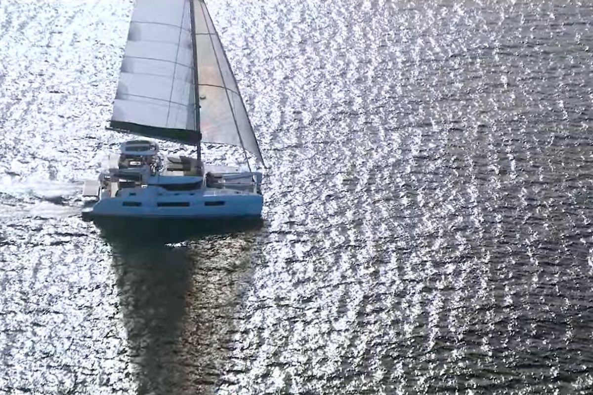 Exterior view of Unconditional Love, a Lagoon 51 OW catamaran at Grad Pula, Croatia