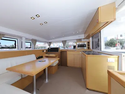 Salon of Kinga V, a Lagoon 400 S2 catamaran at Grad Vodice, Croatia