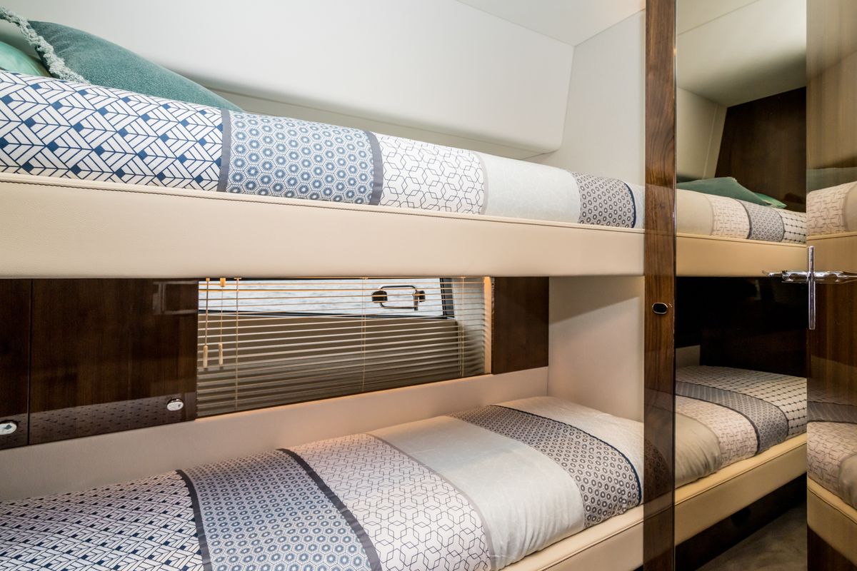 Cabin on Lady Noble, a Fairline Boats Fairline Squadron 50 motorboat at Seget Donji, Croatia