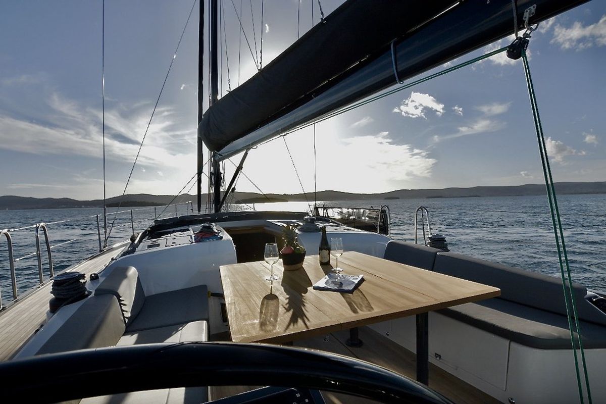 Cockpit of Maria, a More Boats More 55 sailboat at Seget Donji, Croatia