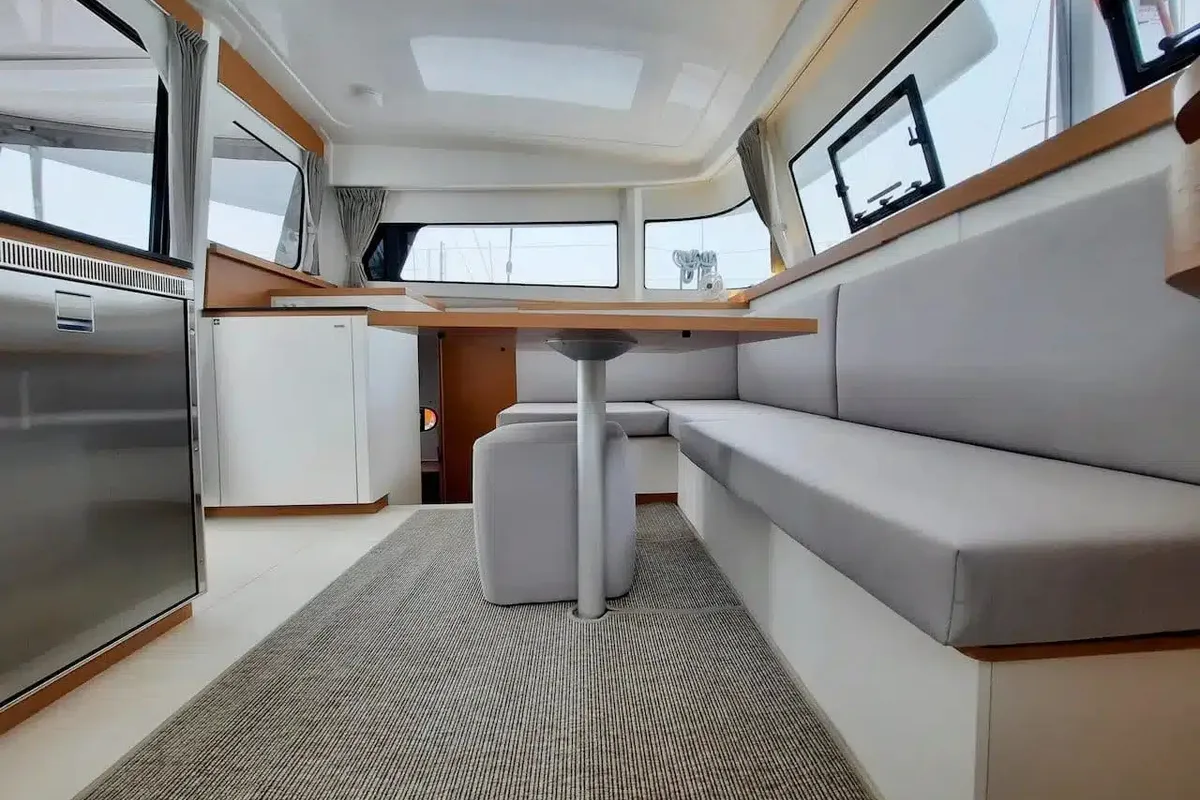 Salon of Albatross, a Excess 11 catamaran at Papeete, France