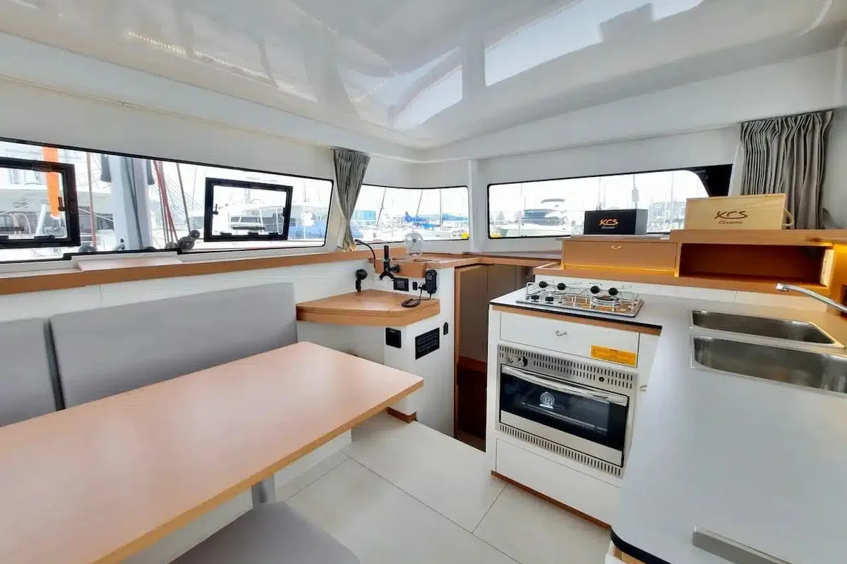 Galley of Albatross, a Excess 11 catamaran at Papeete, France