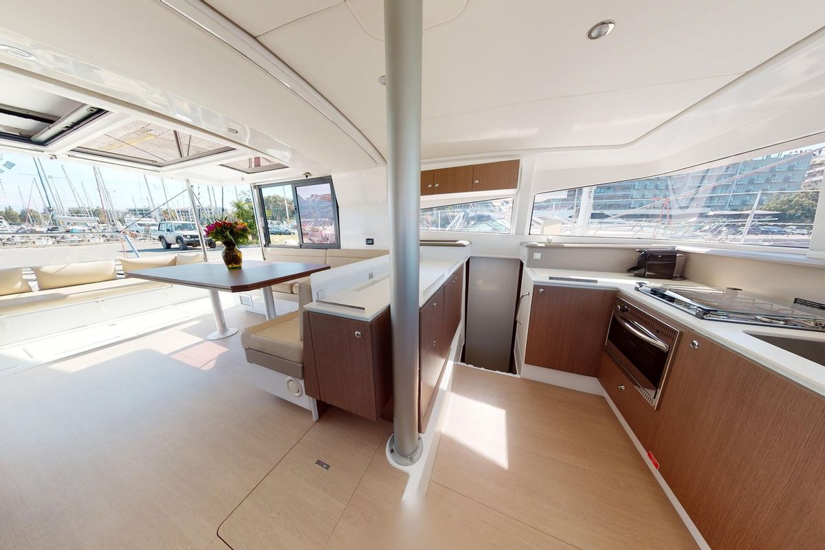 Galley of Efi, a Bali 4.1 catamaran at Municipal Unit of Lefkada, Greece