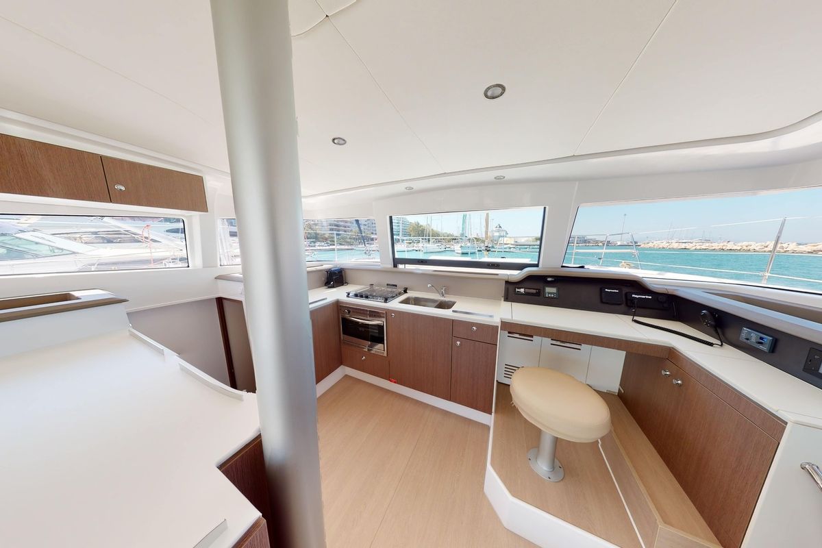 Galley of Efi, a Bali 4.1 catamaran at Municipal Unit of Lefkada, Greece