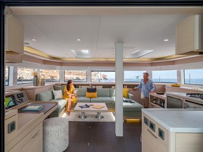 Salon of LUZ DEL MAR, a Lagoon 55 catamaran at Santa Eulària des Riu, Spain