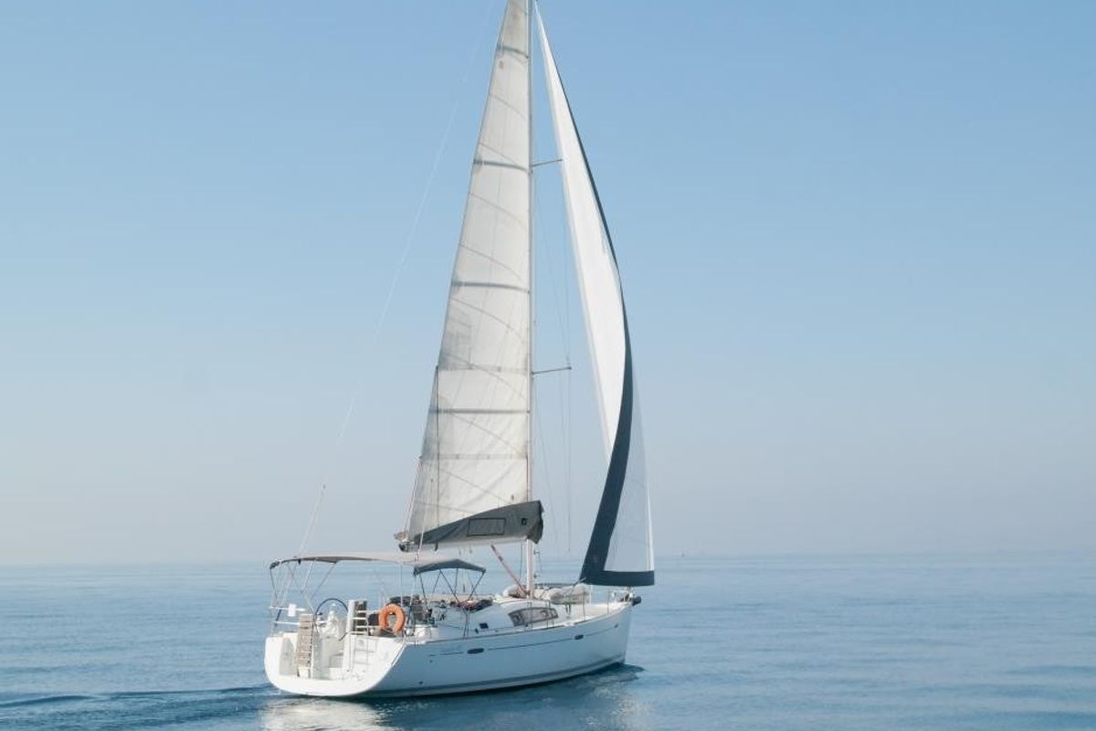 Cockpit of Fantasea, a Beneteau Oceanis 43 sailboat at Athens, Greece