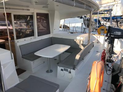 Deck of Aurora, a Lagoon 400 catamaran at Athens, Greece