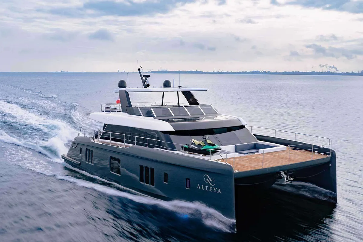 Alteya, a Sunreef Yachts Sunreef 70 Power catamaran at Athens, Greece