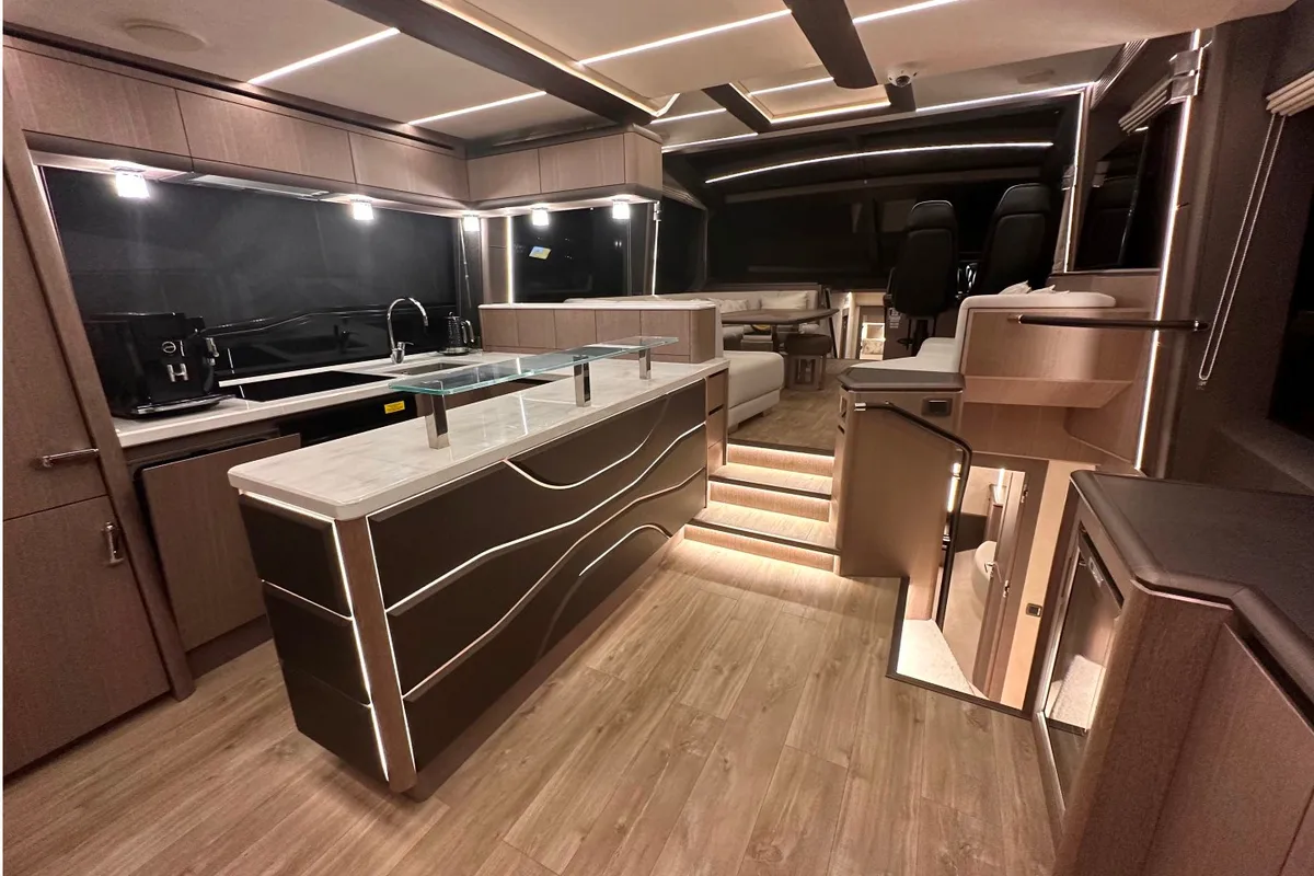 Galley of PARADISE, a Galeon 680 Fly yacht at Dubrovnik, Croatia