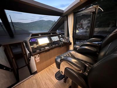 Cockpit of PARADISE, a Galeon 680 Fly yacht at Dubrovnik, Croatia