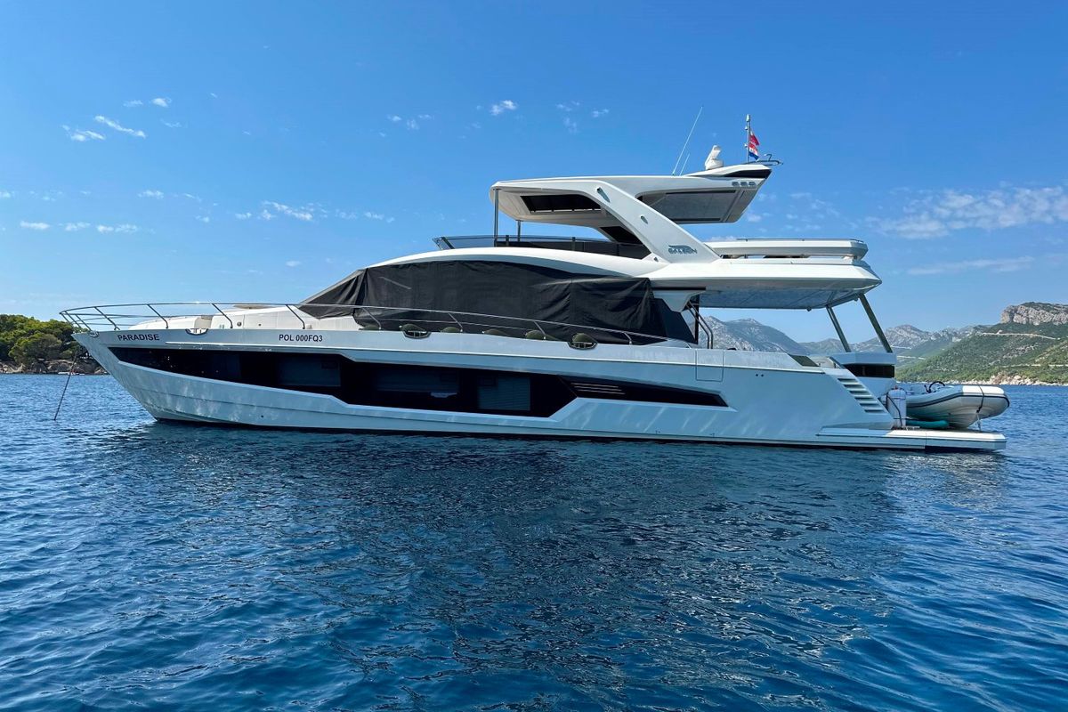 Exterior view of PARADISE, a Galeon 680 Fly yacht at Dubrovnik, Croatia