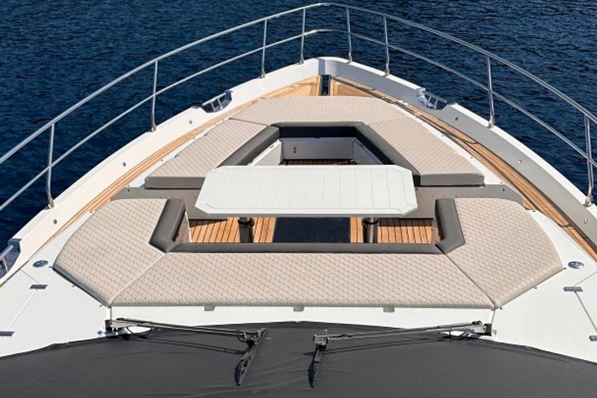Deck of PARADISE, a Galeon 680 Fly yacht at Dubrovnik, Croatia