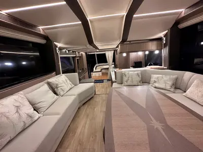 Salon of PARADISE, a Galeon 680 Fly yacht at Dubrovnik, Croatia