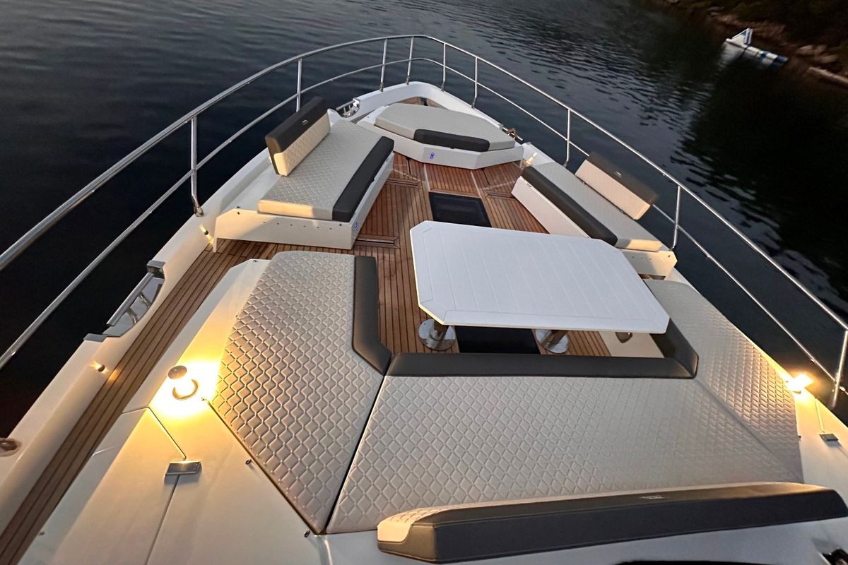 Deck of PARADISE, a Galeon 680 Fly yacht at Dubrovnik, Croatia