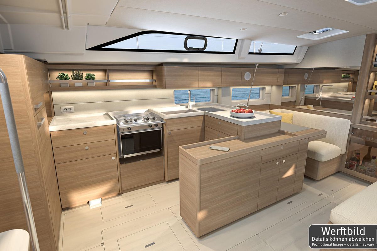 Galley of Orange, a Beneteau Oceanis 52 sailboat at Grad Biograd na Moru, Croatia
