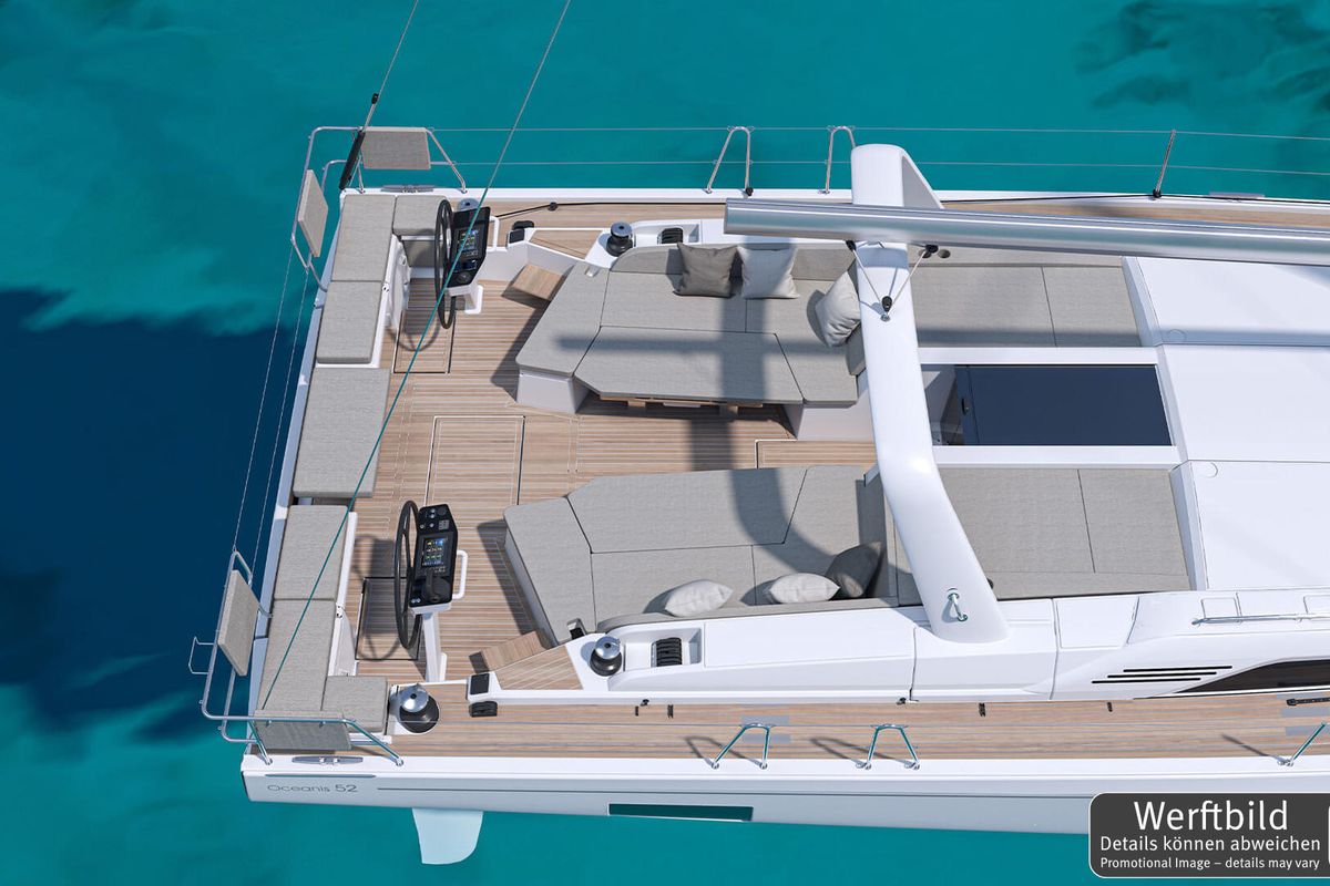 Deck of Orange, a Beneteau Oceanis 52 sailboat at Grad Biograd na Moru, Croatia