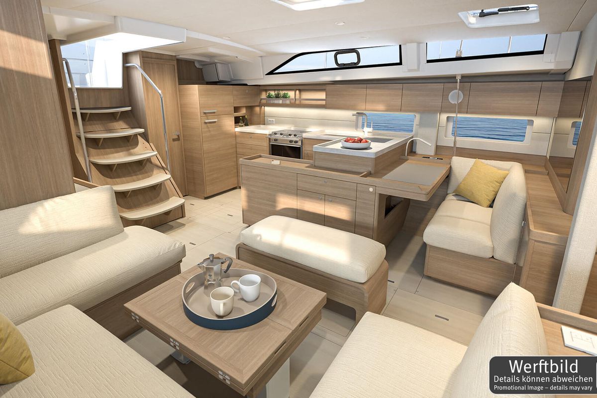 Salon of Orange, a Beneteau Oceanis 52 sailboat at Grad Biograd na Moru, Croatia