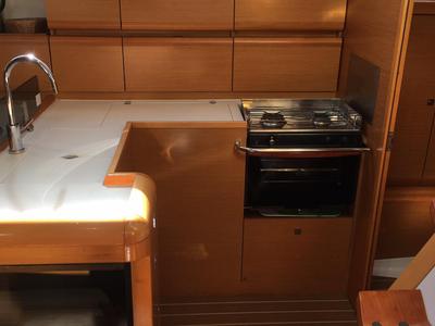 Galley of Kontiki, a Jeanneau Sun Odyssey 439 sailboat at Lavreotiki Municipal Unit, Greece