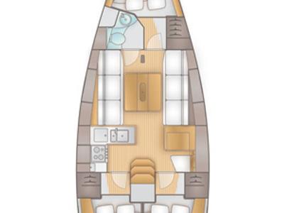 Floor plan of KaninVin, a AD Boats Salona 38 sailboat at Grad Kaštela, Croatia